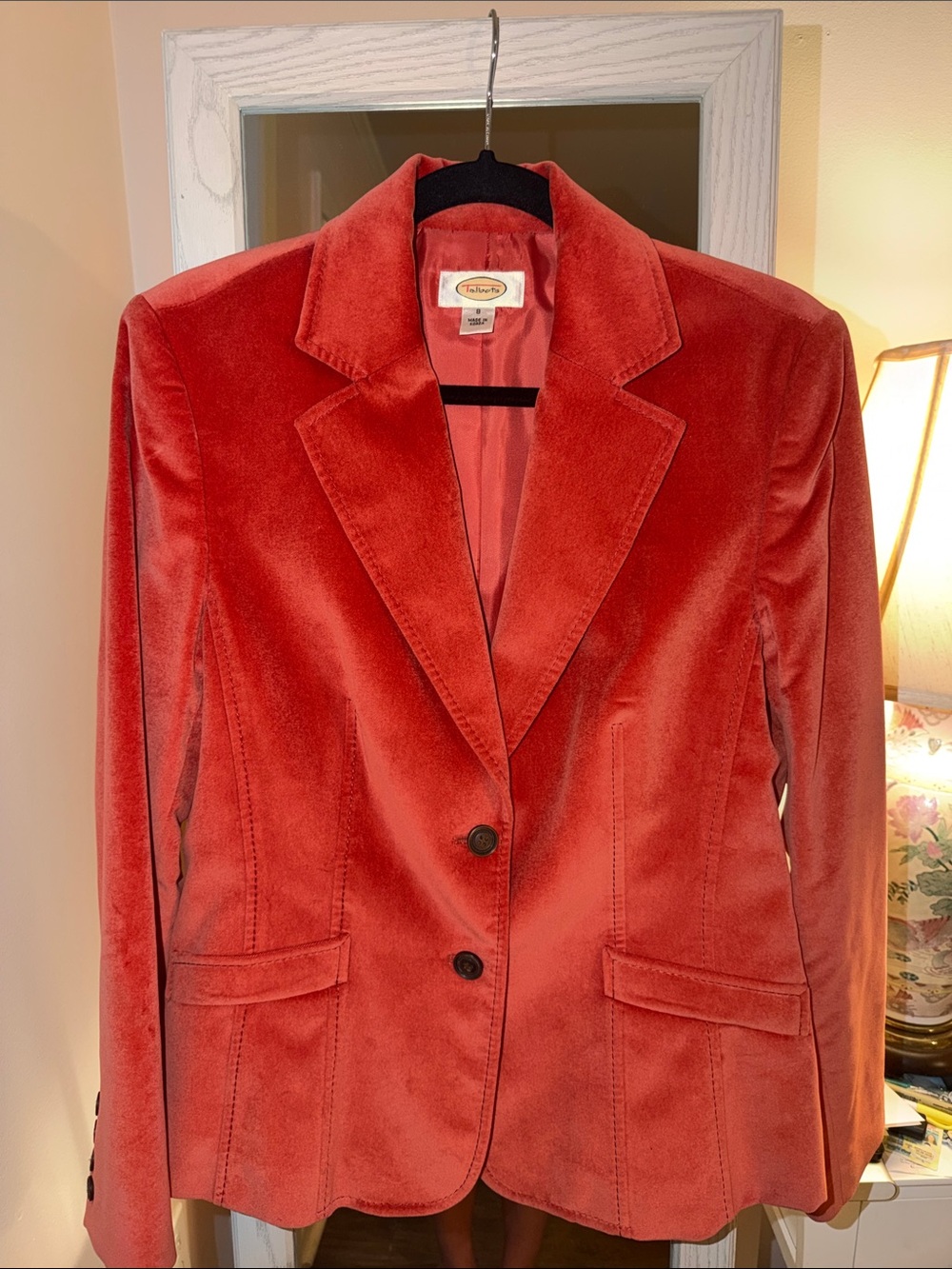 Talbots Red-Orange Velvet Blazer Jacket